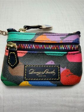 Dooney & Bourke Rainbow Wonder Ducks Keychain Coin Pouch Wallet Vintage Y2K